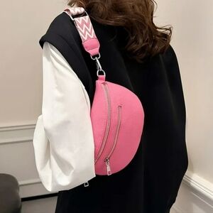 Pink Womens Retro PU Leather Fanny Pack Sling‎ Crossbody Shoulder Hobo Chest Bag